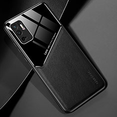 Coque Silicone Gel Motif Cuir Housse Etui avec Magnetique pour Xiaomi POCO M3 Pro 5G Noir