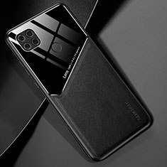 Coque Silicone Gel Motif Cuir Housse Etui avec Magnetique pour Xiaomi Redmi 10A 4G Noir