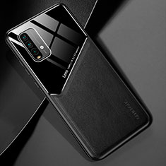 Coque Silicone Gel Motif Cuir Housse Etui avec Magnetique pour Xiaomi Redmi 9 Power Noir