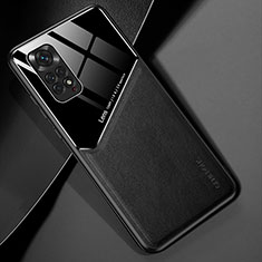 Coque Silicone Gel Motif Cuir Housse Etui avec Magnetique pour Xiaomi Redmi Note 11 4G (2022) Noir