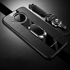 Coque Silicone Gel Motif Cuir Housse Etui avec Magnetique S01 pour Xiaomi Mi 10i 5G Noir