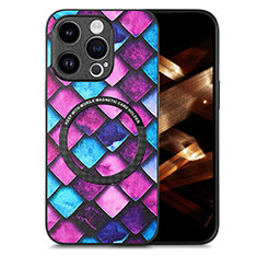 Coque Silicone Gel Motif Cuir Housse Etui avec Magnetique S01D pour Apple iPhone 13 Pro Max Violet