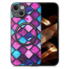 Coque Silicone Gel Motif Cuir Housse Etui avec Magnetique S01D pour Apple iPhone 13 Violet