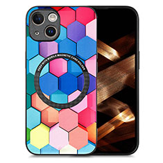 Coque Silicone Gel Motif Cuir Housse Etui avec Magnetique S01D pour Apple iPhone 14 Plus Colorful