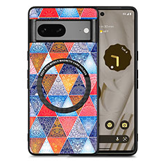 Coque Silicone Gel Motif Cuir Housse Etui avec Magnetique S01D pour Google Pixel 7 5G Marron