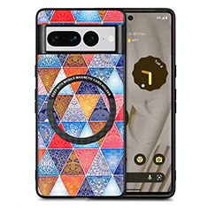 Coque Silicone Gel Motif Cuir Housse Etui avec Magnetique S01D pour Google Pixel 7 Pro 5G Marron