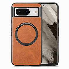 Coque Silicone Gel Motif Cuir Housse Etui avec Magnetique S01D pour Google Pixel 8 5G Marron