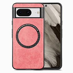 Coque Silicone Gel Motif Cuir Housse Etui avec Magnetique S01D pour Google Pixel 8 5G Rose