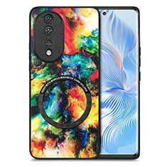 Coque Silicone Gel Motif Cuir Housse Etui avec Magnetique S01D pour Huawei Honor 80 5G Mixte