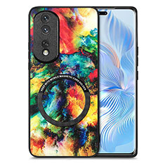 Coque Silicone Gel Motif Cuir Housse Etui avec Magnetique S01D pour Huawei Honor 80 Pro 5G Mixte