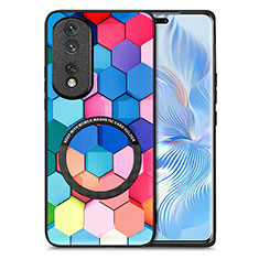 Coque Silicone Gel Motif Cuir Housse Etui avec Magnetique S01D pour Huawei Honor 80 Pro Flat 5G Colorful