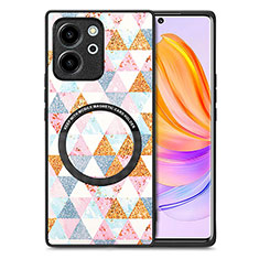 Coque Silicone Gel Motif Cuir Housse Etui avec Magnetique S01D pour Huawei Honor 80 SE 5G Blanc