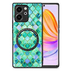 Coque Silicone Gel Motif Cuir Housse Etui avec Magnetique S01D pour Huawei Honor 80 SE 5G Vert