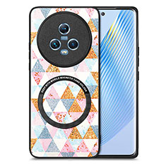 Coque Silicone Gel Motif Cuir Housse Etui avec Magnetique S01D pour Huawei Honor Magic5 5G Blanc