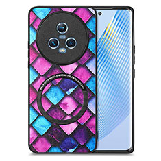 Coque Silicone Gel Motif Cuir Housse Etui avec Magnetique S01D pour Huawei Honor Magic5 5G Violet