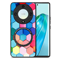 Coque Silicone Gel Motif Cuir Housse Etui avec Magnetique S01D pour Huawei Honor X9a 5G Colorful