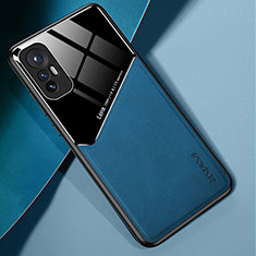 Coque Silicone Gel Motif Cuir Housse Etui avec Magnetique S02 pour Xiaomi Mi 12S 5G Bleu