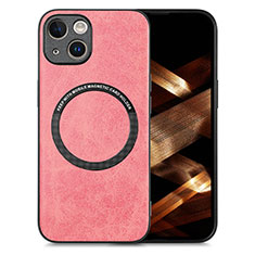 Coque Silicone Gel Motif Cuir Housse Etui avec Magnetique S02D pour Apple iPhone 14 Plus Rose