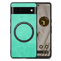 Coque Silicone Gel Motif Cuir Housse Etui avec Magnetique S02D pour Google Pixel 6a 5G Vert