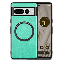 Coque Silicone Gel Motif Cuir Housse Etui avec Magnetique S02D pour Google Pixel 7 Pro 5G Vert