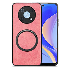 Coque Silicone Gel Motif Cuir Housse Etui avec Magnetique S02D pour Huawei Enjoy 50 Pro Rose