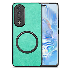 Coque Silicone Gel Motif Cuir Housse Etui avec Magnetique S02D pour Huawei Honor 80 Pro 5G Vert