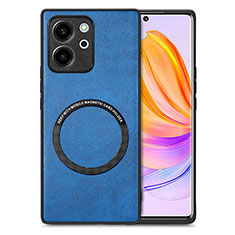 Coque Silicone Gel Motif Cuir Housse Etui avec Magnetique S02D pour Huawei Honor 80 SE 5G Bleu