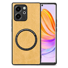 Coque Silicone Gel Motif Cuir Housse Etui avec Magnetique S02D pour Huawei Honor 80 SE 5G Brun Clair