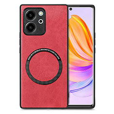 Coque Silicone Gel Motif Cuir Housse Etui avec Magnetique S02D pour Huawei Honor 80 SE 5G Rouge