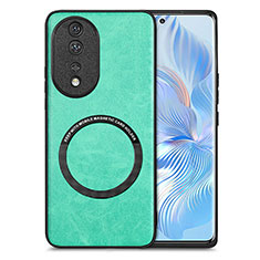 Coque Silicone Gel Motif Cuir Housse Etui avec Magnetique S03D pour Huawei Honor 80 5G Vert