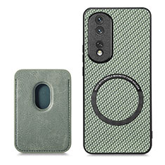 Coque Silicone Gel Motif Cuir Housse Etui avec Magnetique S03D pour Huawei Honor 80 Pro 5G Vert