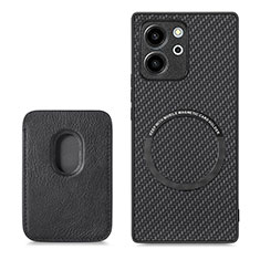 Coque Silicone Gel Motif Cuir Housse Etui avec Magnetique S03D pour Huawei Honor 80 SE 5G Noir