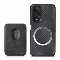 Coque Silicone Gel Motif Cuir Housse Etui avec Magnetique S03D pour Huawei Honor X7 Noir