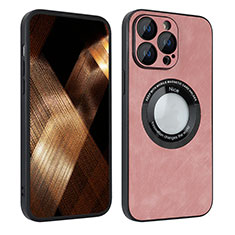 Coque Silicone Gel Motif Cuir Housse Etui avec Magnetique S07D pour Apple iPhone 13 Pro Max Or Rose