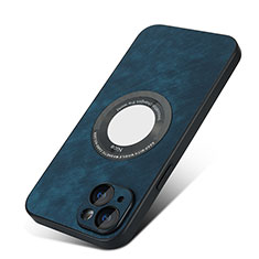 Coque Silicone Gel Motif Cuir Housse Etui avec Magnetique S07D pour Apple iPhone 14 Plus Bleu