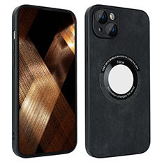 Coque Silicone Gel Motif Cuir Housse Etui avec Magnetique S14D pour Apple iPhone 14 Plus Noir