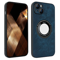 Coque Silicone Gel Motif Cuir Housse Etui avec Magnetique S14D pour Apple iPhone 15 Bleu