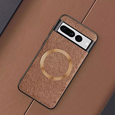 Coque Silicone Gel Motif Cuir Housse Etui avec Magnetique TB1 pour Google Pixel 7 Pro 5G Marron