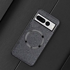 Coque Silicone Gel Motif Cuir Housse Etui avec Magnetique TB1 pour Google Pixel 7 Pro 5G Noir