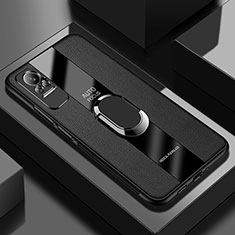 Coque Silicone Gel Motif Cuir Housse Etui avec Support Bague Anneau Aimante Magnetique PB1 pour Xiaomi Civi 1S 5G Noir