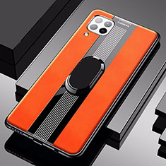 Coque Silicone Gel Motif Cuir Housse Etui avec Support Bague Anneau Aimante Magnetique pour Huawei Nova 6 SE Orange