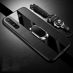 Coque Silicone Gel Motif Cuir Housse Etui avec Support Bague Anneau Aimante Magnetique S02 pour Realme X50 5G Noir