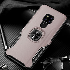 Coque Silicone Gel Motif Cuir Housse Etui avec Support Bague Anneau Aimante Magnetique T01 pour Huawei Mate 20 Or Rose