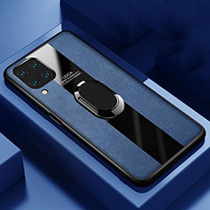 Coque Silicone Gel Motif Cuir Housse Etui avec Support Bague Anneau Aimante Magnetique T01 pour Huawei P40 Lite Bleu