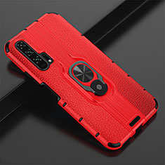 Coque Silicone Gel Motif Cuir Housse Etui avec Support Bague Anneau Aimante Magnetique T02 pour Huawei Honor 20 Pro Rouge