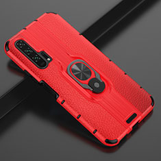 Coque Silicone Gel Motif Cuir Housse Etui avec Support Bague Anneau Aimante Magnetique T03 pour Huawei Honor 20 Pro Rouge