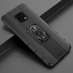 Coque Silicone Gel Motif Cuir Housse Etui avec Support Bague Anneau Aimante Magnetique T04 pour Huawei Mate 20 Pro Noir