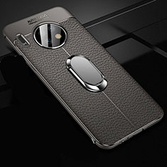 Coque Silicone Gel Motif Cuir Housse Etui avec Support Bague Anneau Aimante Magnetique Z02 pour Huawei Mate 30 Pro 5G Gris