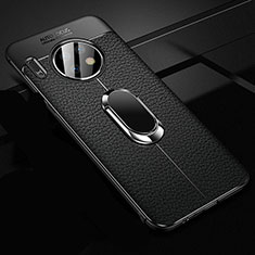 Coque Silicone Gel Motif Cuir Housse Etui avec Support Bague Anneau Aimante Magnetique Z02 pour Huawei Mate 30 Pro 5G Noir