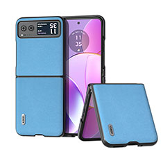 Coque Silicone Gel Motif Cuir Housse Etui B02H pour Motorola Moto Razr 40 5G Bleu Ciel